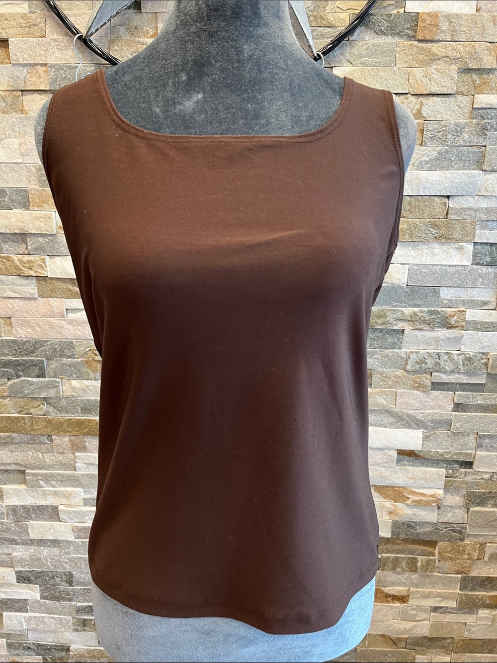 Massini Chocolate Brown Scoop Neck Tank Top